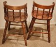 (2) Antique Children's Chairs With Footstools