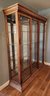 Antique Beveled Glass Front Wooden Display Cabinet With (2) Outer Doors
