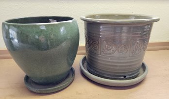 (2) Designer Ceramic Garden Flower Pots