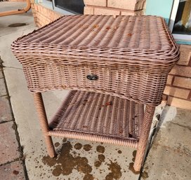 Pre Owned Outdoor HAMPTON BAY Brand Wicker Side Table