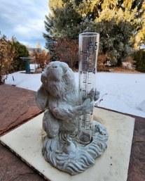 Vintage Rabbit Themed Rain Gauge