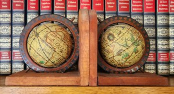 Vintage Set Of Globe Themed Bookends