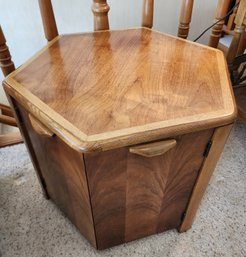 Mid Century Modern POLYGON Wooden Side Table Dual Door