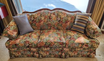 Vintage Beautiful Comdition FLEXSTEEL Floral Themed Wood Accent Sofa