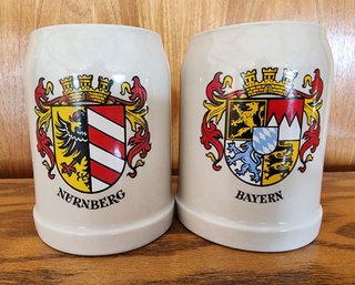 Vintage Set Of German Themed 0.5 Liter Beer Steins KS STONEWARE