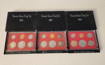 (3) 1981 And 1982 United States Proof Coin Sets