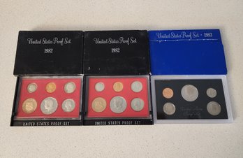 (3) 1983 And 1982 United States Proof Coin Sets