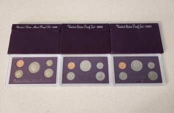 (3) 1986, 87 And 89 United States Proof Coin Sets