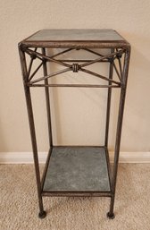 Decorative Double Tier Metal Stand With Tiles