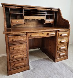 Vintage Executive Roll Top Desk With Key