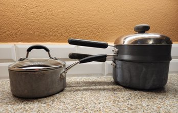 (2) Assorted Cooking Pans - (1) With Dual Steam Function