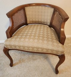 Vintage Woven Back Chair With Soft Upholstered Cushion