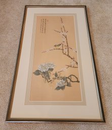 Mid Century Modern Chinese Silk Painting Original Fine Art Framed Print #2