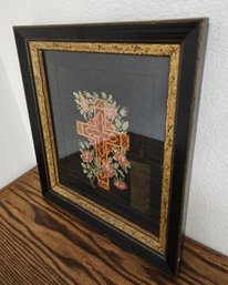 Antique Handmade Early Immigrant Needlepoint With Wooden Frame (TruGuard UV Glass)