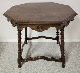 Vintage Wooden Table With Graduated Knob Style Accent