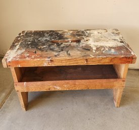 Vintage Wooden Paint Work Bench