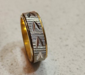 Vintage 18k Gold Plated And Silver Tone Men's Ring SIZE 9