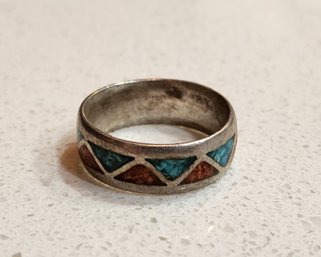 Vintage Size 10.5 Handmade Silver Tone Ring Native American Style