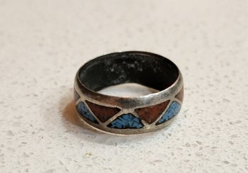 Vintage Size 7.25 Handmade Silver Tone Ring Native American Style