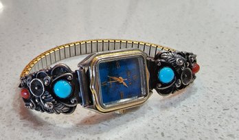 Vintage NATIVE Quartz Ladies Watch With Sterling Silver Links