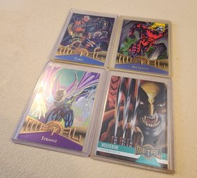 (4) Vintage MARVEL Metal 1995 FLEER Trading Cards