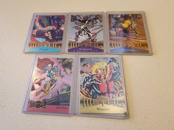 (5) Vintage MARVEL Metal 1995 FLEER Trading Cards