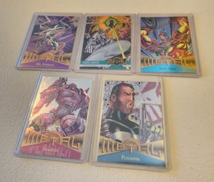 (5) Vintage MARVEL Metal 1995 FLEER Trading Cards