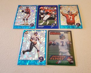 (5) Vintage NFL Football John Elway Trading Cards