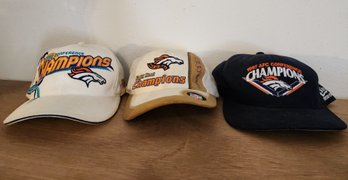 (3) Assorted DENVER BRONCOS NFL Football Caps