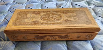 Vintage Wooden Storage Box With Musical Feature