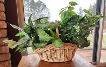 Vintage Basket With Artificial Ivy Arrangement