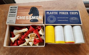 Vintage CHESS And POKER Playing Piece Sets