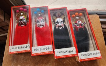 (4) Vintage CHINESE OPERA Facial Makeup Model Figures