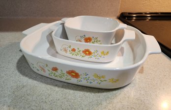 (3) Vintage CORNINGWARE Graduated Cookware Dishes