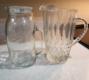 (2) Glass Beverage Pitchers