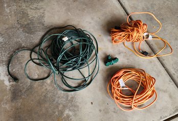 (3) Pre Owned Extension Cords And (1) Outlet Expander