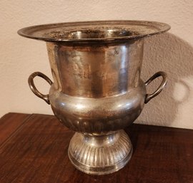 Vintage Silver Tone Ice Bucket With Handles