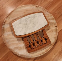 Cheese Serving Tray Set With Large Wooden Serving Platter