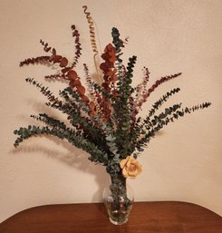 Glass Display Vase With Large Floral Arrangement