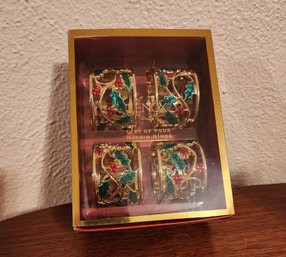 Set Of (4) LENOX Christmas Theme Napkin Rings