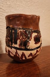 Vintage Folk Art Handmade Ceramic Vessel