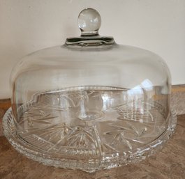 Large Cut Glass Cake Protector Serving Dish