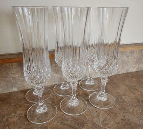 Set Of (6) Fine Crystal Champagne Glasses