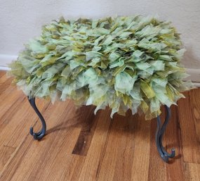 Decorative Fabric Accent Foot Stool With Metal Base