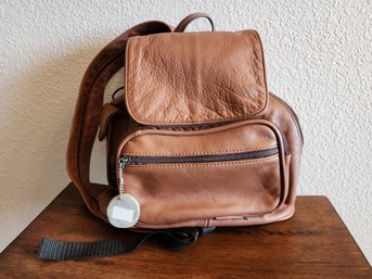 Vintage Made In Mexico Genuine Brown Leather Ladies Backpack Tote