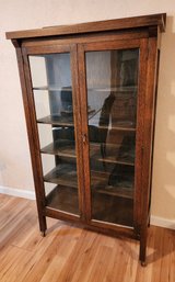 Antique Display Cabinet With Side Glass Accents