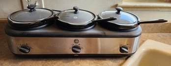 3 Crock Slow Cooker Kitchen Appliance