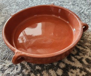 Large Red Ceramic Paella Dish