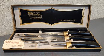 Vintage PEEREDGE By Regent 24k Gold Plated Knife Set