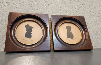 (2) Antique Original Wood Framed Silhouettes